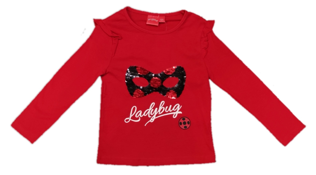 Ladybug Langarmshirt für Mädchen in rot mit Wendepailetten